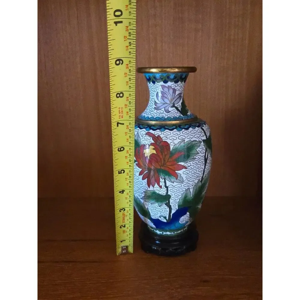 Chinese cloisonné enamel on brass vase